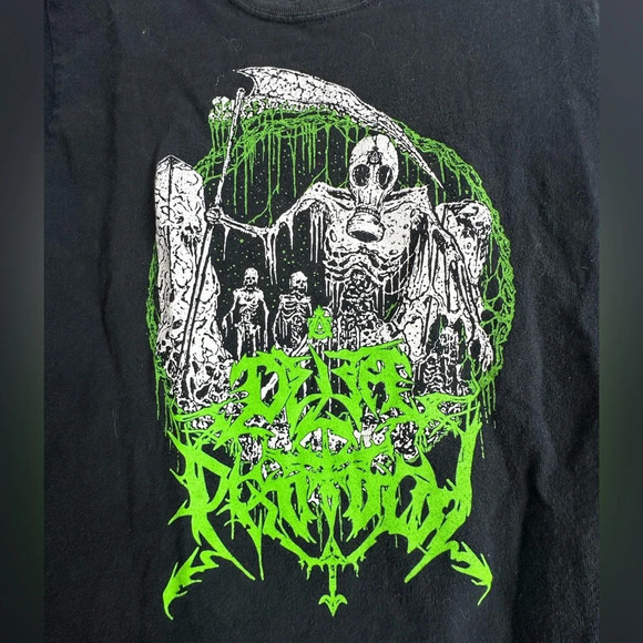 Delta protocol Unisex Small Black Graphic Tee. Grim Reaper. Skeleton. Green. - Picture 3 of 8
